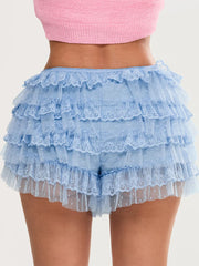 Sky Whispers Lace Ruffle Shorts | Rave Set