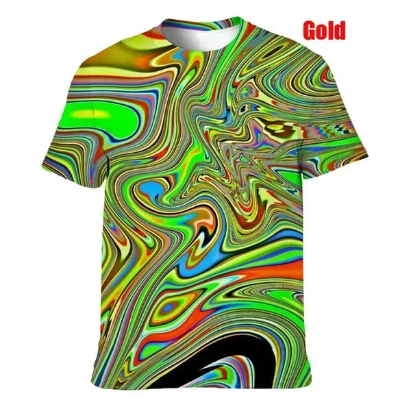 Gold Flux 3D Psychedelic Tee | Rave Set