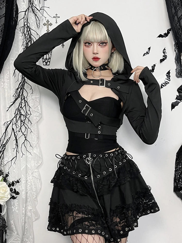 Shadowlock Buckle Hooded Top | Rave Set