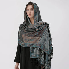 Shadow Teal Paisley Unisex Pashmina Scarf | Rave Set
