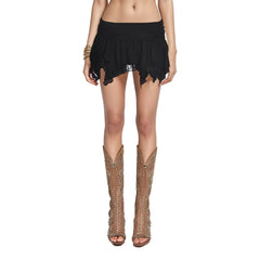 Low Waist Pleated Mini Skirt for Women Black | Rave Set