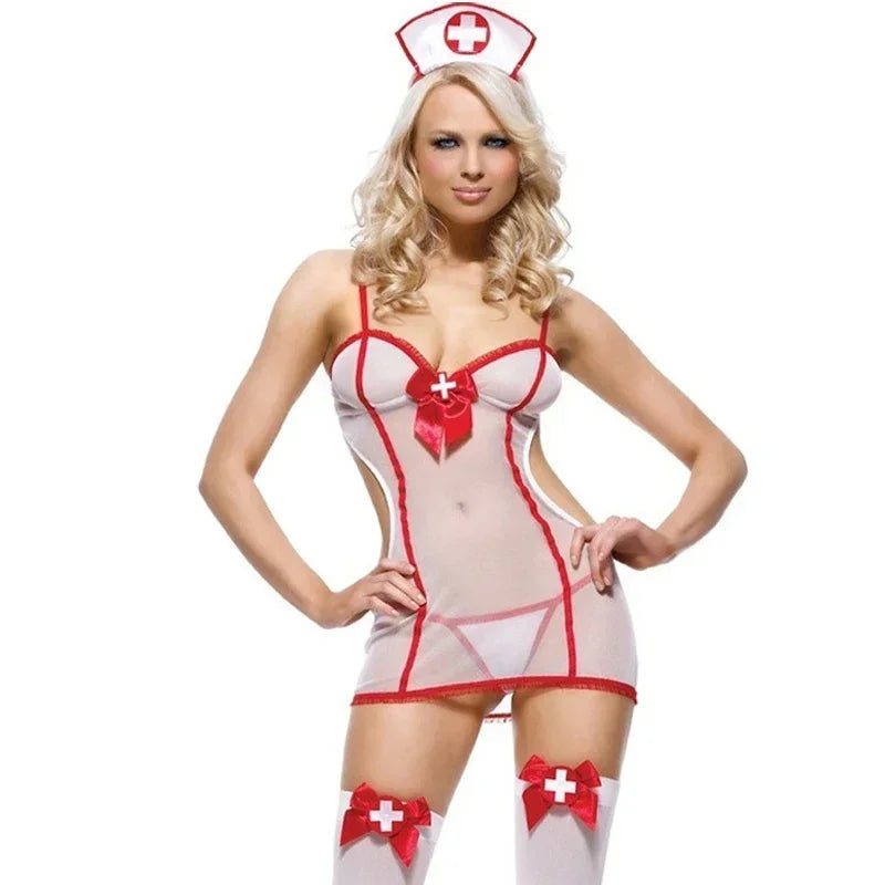 Red Cross Nurse Costume Dress Set  | Rave Set