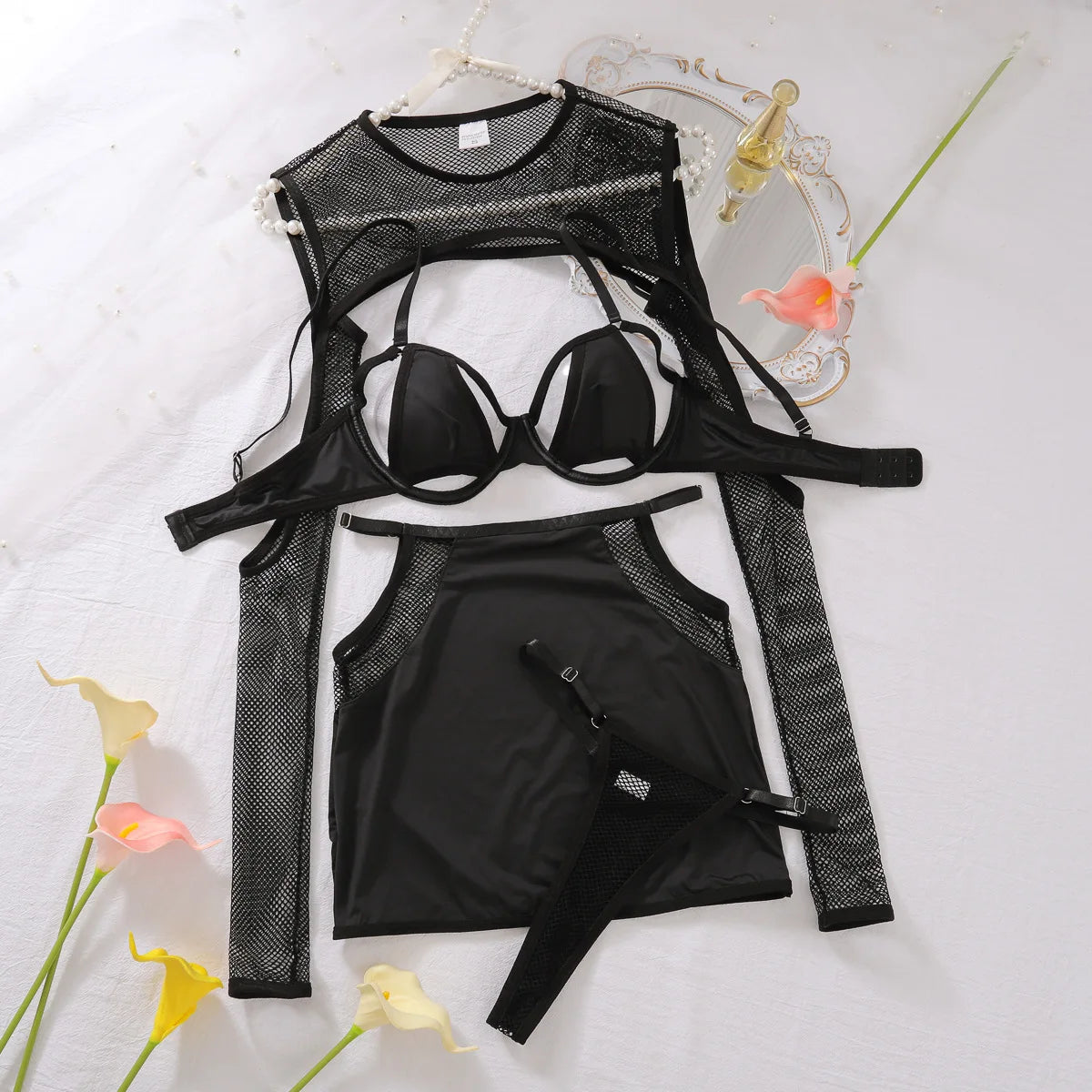 Black Mirage Women’s 4Pc Set | Rave Set