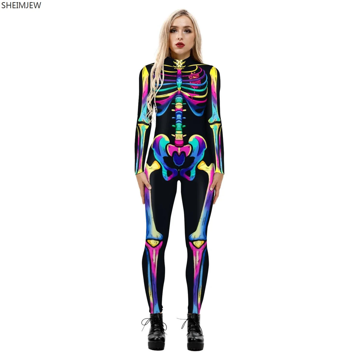Neon Skeleton Cyberpunk Bodysuit | Rave Set