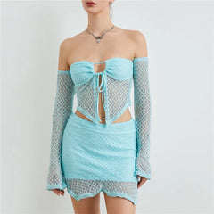 Blue Oasis Women’s 2pc Knit Skirt Set | Rave Set