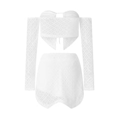 White Paradise Women’s 2pc Knit Skirt Set | Rave Set