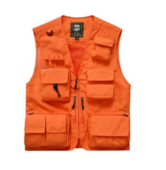 Multi-Pocket  Mesh Photography Vest for Men in Orange_Front View
