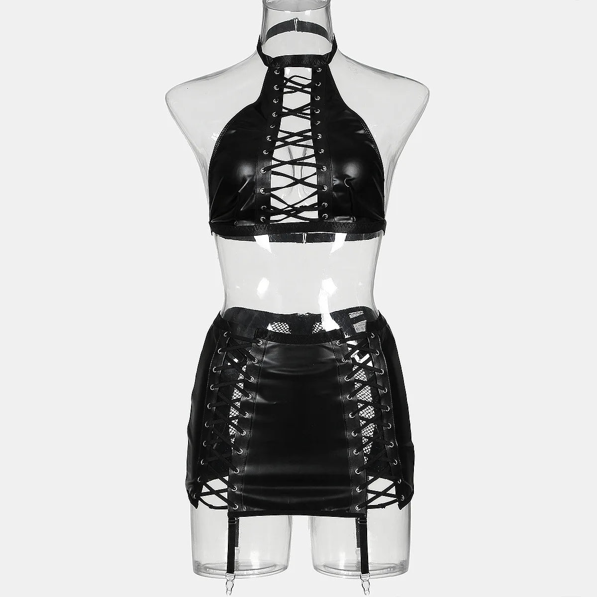 Dark Desire Women’s Latex Bandage Bra Set_Front View