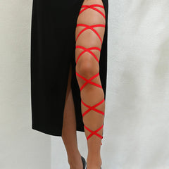 Red Crisscross Leg Wrap | Rave Set