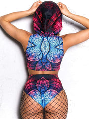 Neon Petal PsyWave Hoodie Set | Rave Set