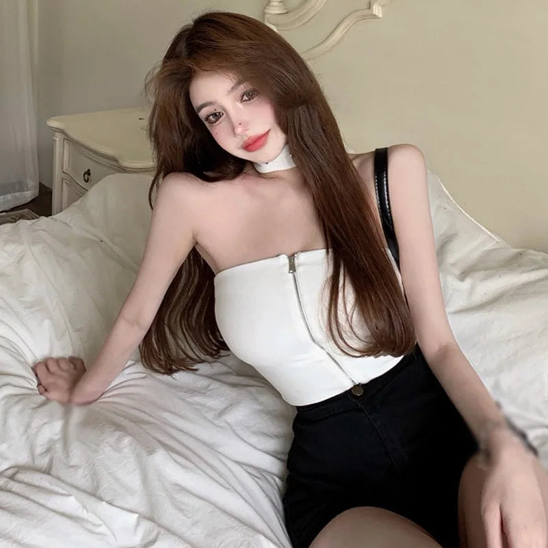 Camisole Crop Top for Women White_Front View