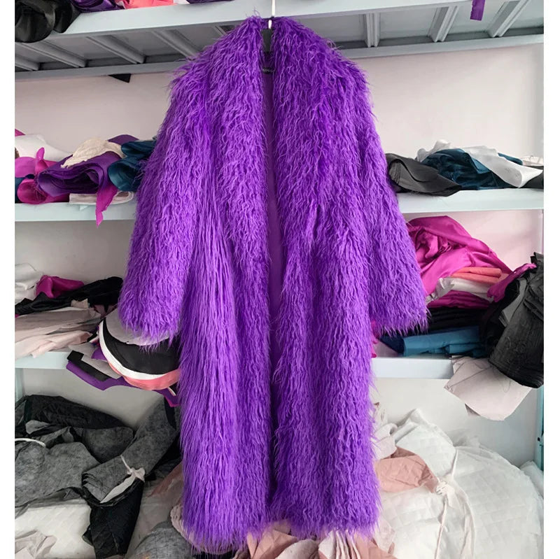 Soft Caress Women’s Purple Faux Fur Coat | Rave Set