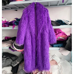 Soft Caress Women’s Purple Faux Fur Coat | Rave Set