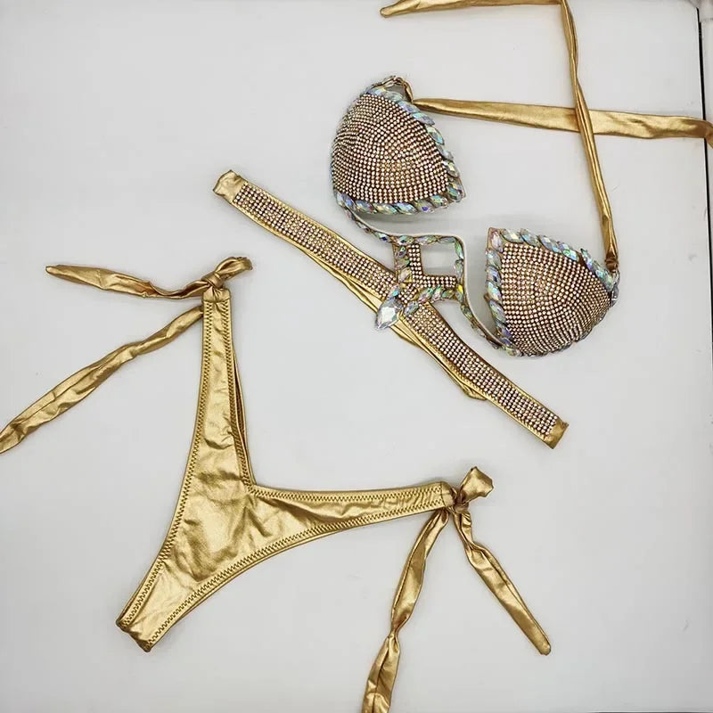 Golden Dazzling Women's Bikini Set | Rave Set