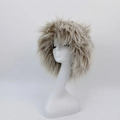 FrostFlare Beige Fur Bucket Hat | Rave Set