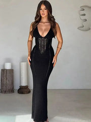 Rogue Desire Women's Black Knit Long Dress | Rave Set