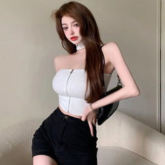 Camisole Crop Top for Women White_Front View