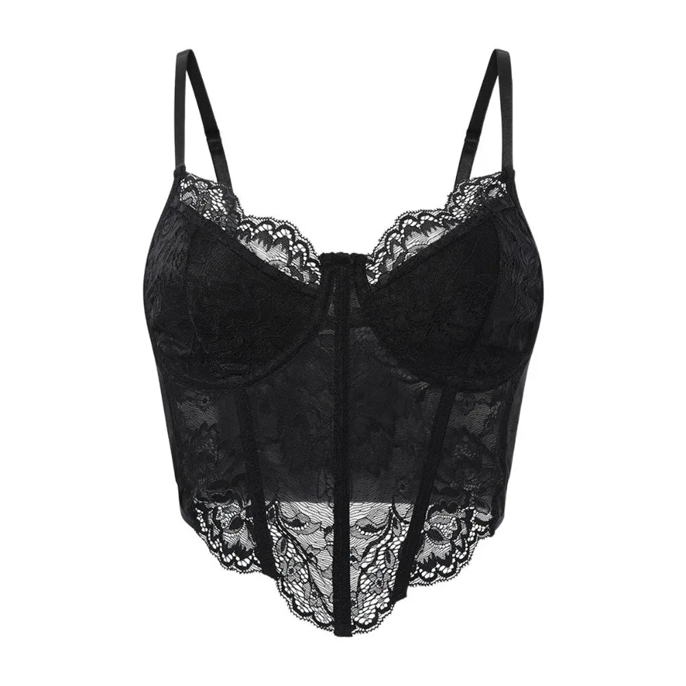 Sweet Lace Crop Top Camisole for Women Black | Rave Set
