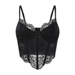 Sweet Lace Crop Top Camisole for Women Black | Rave Set