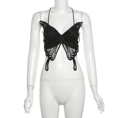 Butterfly Sheer Halter Crop Top for Women | Rave Set