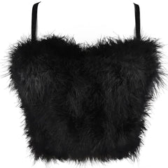 Fuzzy Feather Corset Crop Top for Women | Rave Set