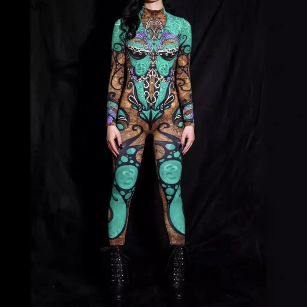 Mythic Oracle Pattern Full-Body Jumpsuit | Rave Set