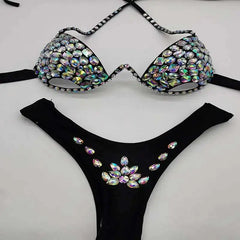 Sparkle Steel Cup Bikini set for Women Black_Front View