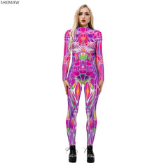 Magenta Pulse Cyberpunk Bodysuit | Rave Set