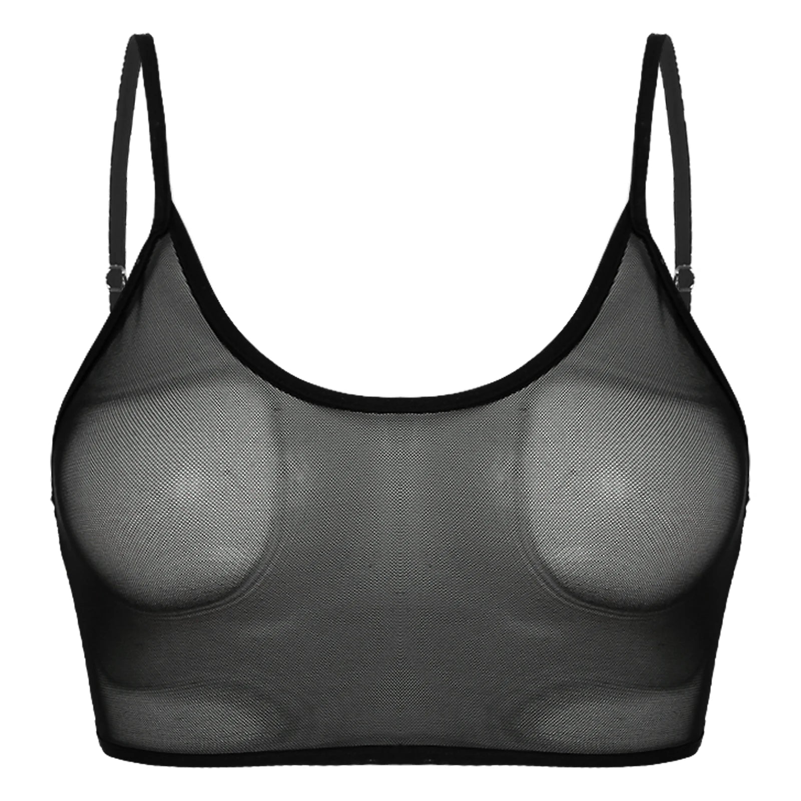 Women’s Sheer Crop Top with Straps Black_Front View