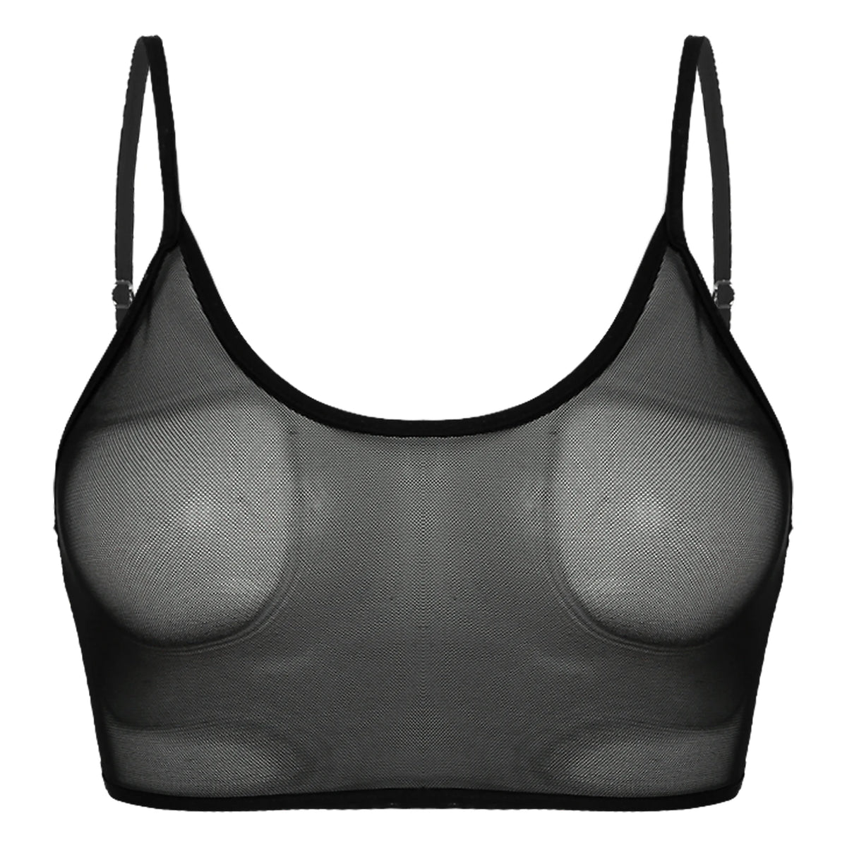 Women’s Sheer Crop Top with Straps Black_Front View