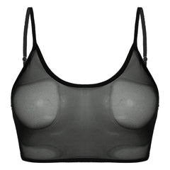 Women’s Sheer Crop Top with Straps Black_Front View