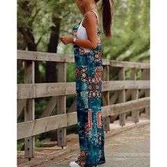 Boho Print Wide-Leg Jumpsuit for Women Dark Blue | Rave Set