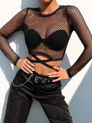 After Dark Net Crop Top for Women | Rave Set