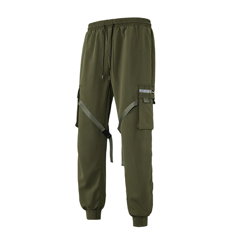 Olive Code Unisex Strap Cargo Joggers | Rave Set