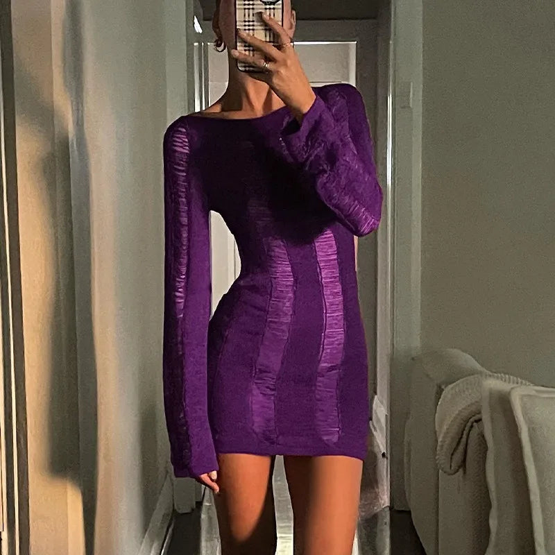 Purple Glow Women’s Knit Mini Dress | Rave Set