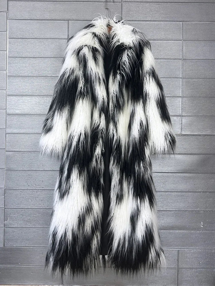 Monochrome Mirage Faux Fur Coat | Rave Set