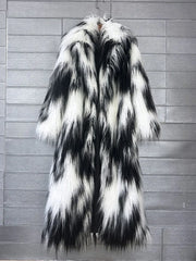 Monochrome Mirage Faux Fur Coat | Rave Set