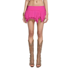 Low Waist Pleated Mini Skirt for Women Rose Red | Rave Set