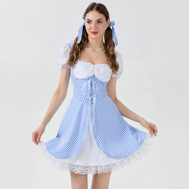 Blue Country Blossom Gingham Dress | Rave Set