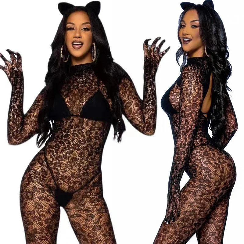Women’s Leopard Print Lace Bodysuit | Rave Set