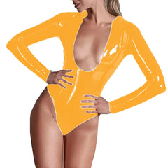 Sunbeam Yellow Women’s Glossy Bodysuit | Rave Set
