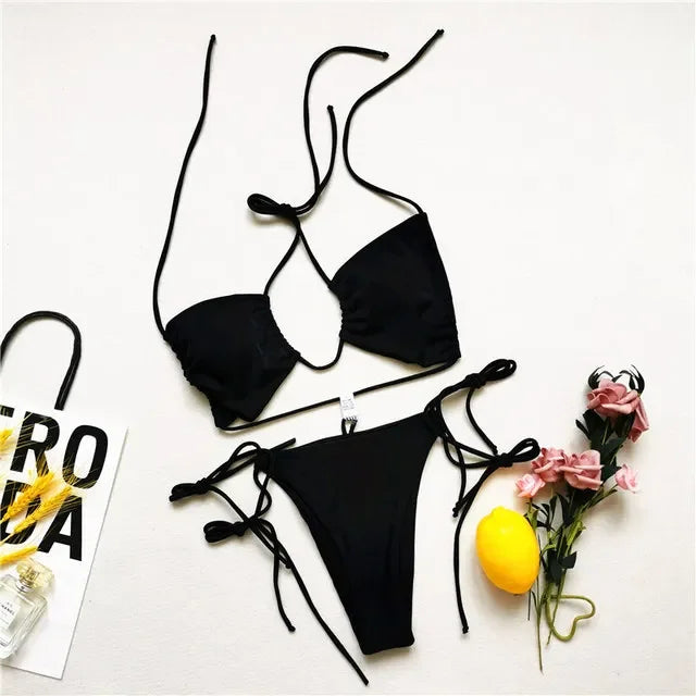 Shadow Tide Black Bikini Set | Rave Set