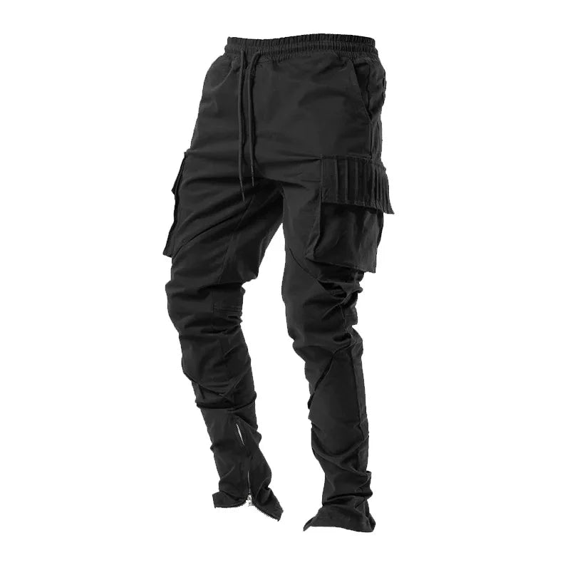 Zipper Pocket Cargo Pants for Men Black | Rave Set
