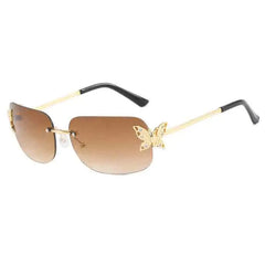 Cafe Flutter Brown Rimless Shades | Rave Set