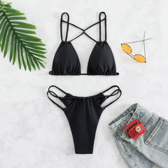 Jet Black Double-Strap Women's Set | Rave Set