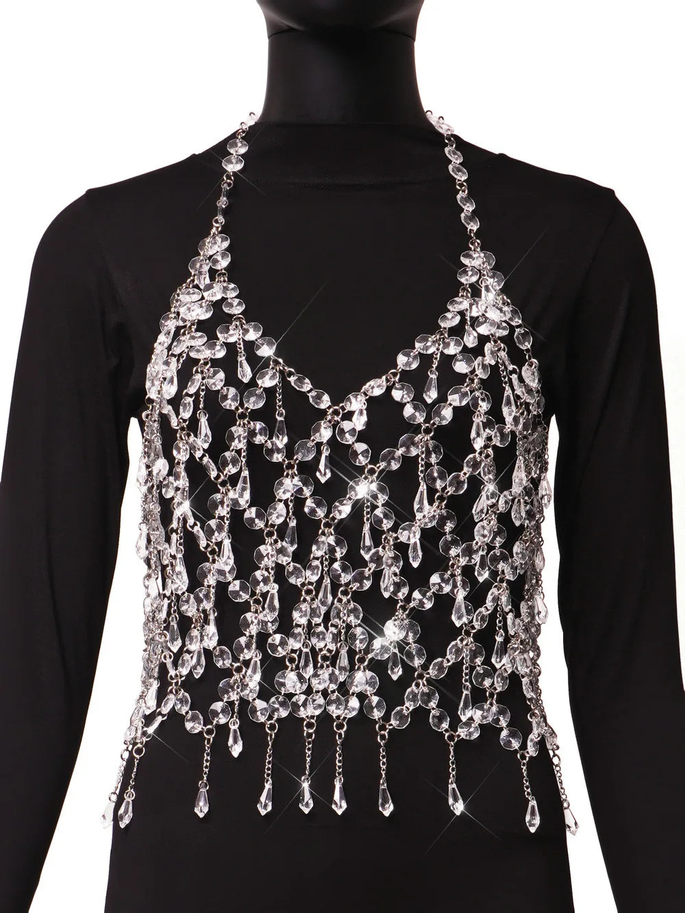 Crystal Cascade Women’s Chain Fringe Top | Rave Set
