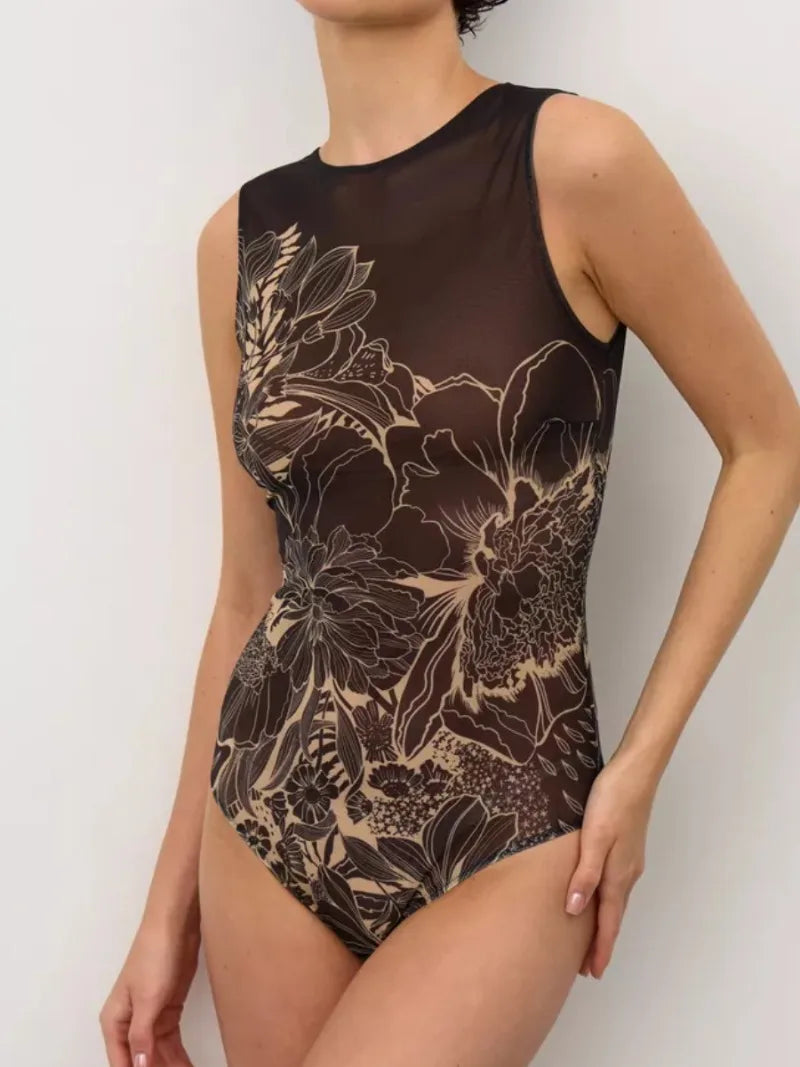 Noir Bloom Women’s Graphic One-Piece | Rave Set
