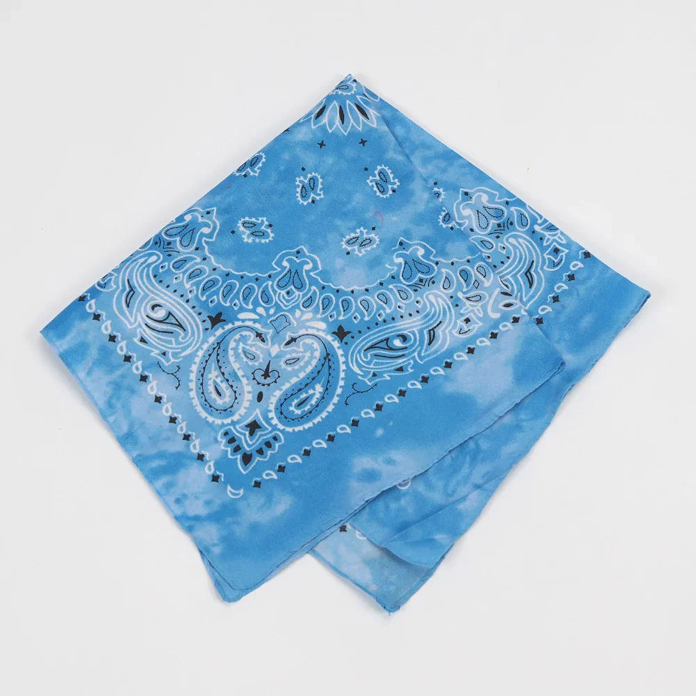 Paisley Print Unisex Light Blue Tie-Dye Bandana | Rave Set