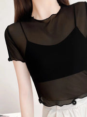 Midnight Veil Women’s Mesh Top | Rave Set