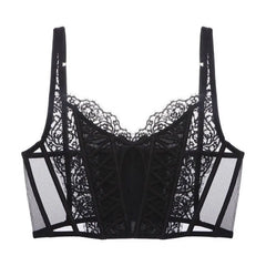 Embroidered Lace Corset for Women Black_Front View
